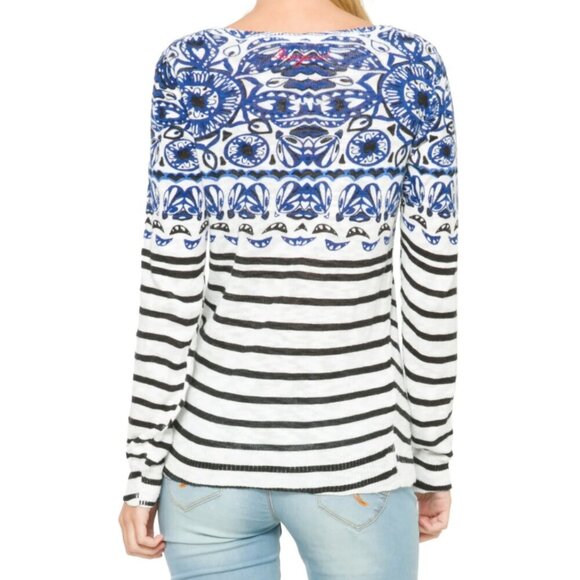 Desigual Nautical Stripe & Sequin Pullover Knit Sweater - Picture 2 of 9